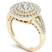 Imperial 1ct TDW Diamond 10K טבעת אירוסין הילה זהב צהוב