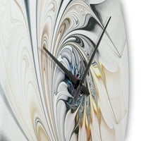 עיצוב עיצוב 'ויטראז' לבן אמנות פרחוני שעון קיר מתכת