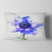 עיצוב אווחן כחול סקיצה צבעי מים - כרית לזרוק פרחים - 12x20
