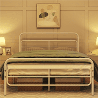 קלאופנה מודרני גיאומטרי בדוגמת מתכת מיטה, מלא, לבן