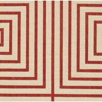 לינדן אמיליה גיאומטרי ריבועים אזור שטיח, אדום קרם, 9 '12'