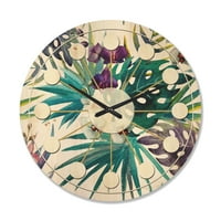 עיצוב 'עיצוב פרחוני עיצוב בוטני רטרו II' שעון קיר עץ מודרני של אמצע המאה