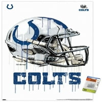 Colts Indianapolis - פוסטר קיר קסדת טפטוף עם סיכות דחיפה, 22.375 34