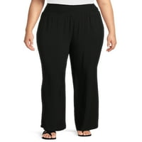 אין גבולות ג'וניורס פלוס גודל ארוג מכנסי פלאצו המותניים המותניים, בגדלים 1x-4x