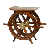 דצמודה 24 20 שולחן מבטא עץ חום עם צדדי גלגל הספינה, 1 חתיכה