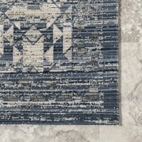 מכונה גיאומטרית של Nuloom Chaya שטיח שטיח אזור חיצוני מקורה, 4 '6', כחול