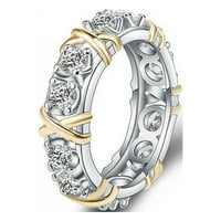 סגסוגת טבעת צולבת המוצרי אלקטרוליטורטציה נשות מלאכת יהלום נשות צלב אופנה פשוטה שני טבעות גודל 9