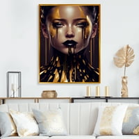 עיצוב חושני נוזלי אשת זהב VI אמנות קיר מסגרת צפה