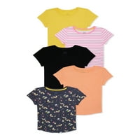 פלא בנות נערות ילד קשוח חולצת טריקו עם שרוולים קצרים, 5 חבילות, גדלים 4- ופלוס