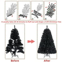SmileMart Black Hinged Spruce עץ חג המולד מלאכותי, עם מעמד מתקפל 4.5 '
