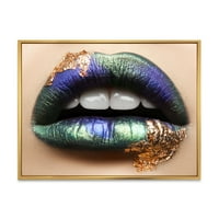עיצוב 'שפתיים אישה עם שפתון ושיניים ירוק
