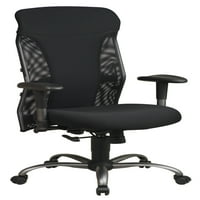 כיסא גב גבוה ברשת עם זרועות מתכווננות, גימור שחור וטיטניום