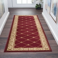שטיח שטיח מסורתי גבול אדום, רץ מקורה בז 'קל לניקוי