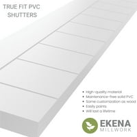 עבודת טחנה של EKENA 12 W 77 H True Fit PVC SLAT אופקי ממוסגר סגנון מודרני תריסים קבועים, חום צימוק