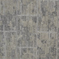 שטיח מבוך גיאומטרי של האנטלי לוקס, נמוך, כחול שנהב אפור, שטיח שטח בגודל 12ft 12ft